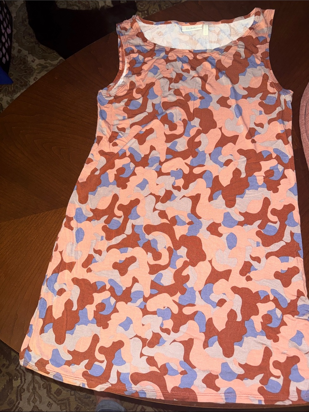 LOGO by Lori Goldstein Pink, Rust & Lavender Camo-Print Tunic